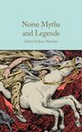 Titel: Norse Myths and Legends. Herausgegeben von Jean Menzies. Illustration: Mann reitet weißes Pferd.