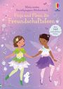 „Mein erstes Anziehpuppen-Stickerbuch: Finja und Fleur, die Freundschaftsfeen, über 160 wiederablösbare Sticker.“  
Zwei Feen tanzen, umgeben von Blumen und Schmetterlingen.