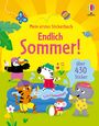 „Mein erstes Stickerbuch“, „Endlich Sommer!“, „über 430 Sticker“, „3-in-1-Sammelband“. Illustration: Tiere spielen.