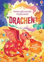 Bunte Drachen umgeben von Schätzen, "Meine glitzernde Stickerwelt", "DRACHEN", "GLITZER", "über 150 wiederablösbare Sticker".