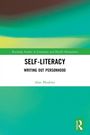 "SELF-LITERACY: WRITING OUT PERSONHOOD" von Alan Bleakley. Grüner, abstrakter Hintergrund mit weißem Streifen.