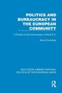 Blauer Hintergrund mit weißem Text: "POLITICS AND BUREAUCRACY IN THE EUROPEAN COMMUNITY" und Autorenname "David Coombes".