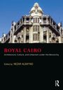 Schwarzer Hintergrund unten mit Text "ROYAL CAIRO" in Rot, elegante alte Architektur eines Gebäudes darüber.