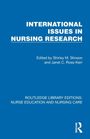 Der Text: "INTERNATIONAL ISSUES IN NURSING RESEARCH". Unten steht "ROUTLEDGE LIBRARY EDITIONS". Blauer Hintergrund.