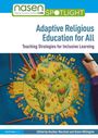 "Adaptive Religious Education for All", Illustration einer bunten Weltkarte, Hand mit Pinsel, nasen Logo oben.