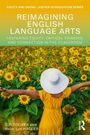 "REIMAGINING ENGLISH LANGUAGE ARTS" Eine Frau in gelbem Kleid und Hut steht in einem Sonnenblumenfeld.