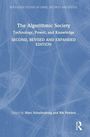 Text: "The Algorithmic Society: Technology, Power, and Knowledge. SECOND, REVISED AND EXPANDED EDITION". Blaue abstrakte Muster.