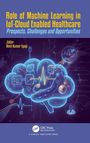 Texte: Role of Machine Learning in IoT-Cloud Enabled Healthcare. Illustration: Gehirn mit Technologie-Symbolen und Herzlinien.