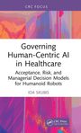 Text: "Governing Human-Centric AI in Healthcare." Abstraktes, farbenfrohes Gemälde im Hintergrund.