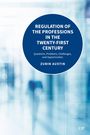 Text in einem blauen Kreis: "REGULATION OF THE PROFESSIONS IN THE TWENTY-FIRST CENTURY" von Zubin Austin. Hintergrund unscharf.