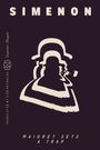 Text: "SIMENON", "MAIGRET SETS A TRAP", "TRANSLATED BY SIÂN REYNOLDS". Illustration: Silhouette eines Mannes mit Hut und Pfeife.