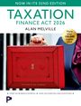 "Now in its 32nd Edition. TAXATION FINANCE ACT 2026. ALAN MELVILLE. Rote Box mit Hand und goldener Plakette."
