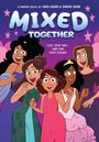 Text: "MIXED TOGETHER", "Lose your way... and find your friends." Illustration von fünf fröhlichen Personen in festlicher Kleidung.