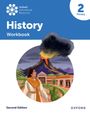 "Oxford International Resources", "History Workbook", "2 Primary", "Second Edition". Illustration einer Person vor einem ausbrechenden Vulkan.