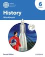 "History Workbook", "6 Primary", "Second Edition", "Oxford". Eine Astronautin steht vor einer Rakete, mit Mond im Hintergrund.