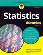 "Statistics for dummies" steht groß im Vordergrund. Modernes geometrisches Muster mit bunten Strukturen im Hintergrund.
