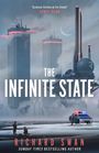 „Science fiction at its finest“ von Sunyi Dean. „The Infinite State“ von Richard Swan. Futuristische Stadt und Polizei.