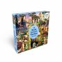 "A Book Lover's Garden" und "1000 PIECES plus fold-out poster"; lebendige Illustration mit märchenhaften Szenen.
