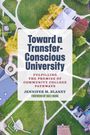Buchtitel: "Toward a Transfer-Conscious University". Darunter: Herbstliche Luftaufnahme eines Campus mit Gehwegen und Bäumen.