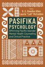 „PASIFIKA PSYCHOLOGY“ in großen Buchstaben, umgeben von traditionellen Mustern und Mustern in Erdtönen.