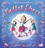 Text: "NOEL STREATFEILD'S Ballet Shoes". Illustration: Drei Kinder tanzen, umgeben von bunten floralen Mustern und Ballettschuhen.