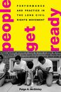 Gelber Hintergrund, pinker Text "people get ready". Schwarz-Weiß-Foto von sitzenden, nachdenklichen Menschen.
