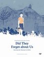 "Did They Forget about Us: Surviving the Holocaust in Berlin." Illustration eines Jungen mit Korb vor einem Gebäude.