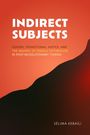 Text: "INDIRECT SUBJECTS", Thema Geschlechter und Gerechtigkeit in Tunesien, Autorin: Sélima Kebaïli. Rot-schwarzer Hintergrund.