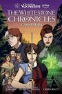 "The Whitestone Chronicles: Cassandra". Comic-Illustration mit Figuren in actionreiche Posen, dunkler Hintergrund.