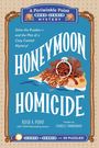 Buchtitel: "Honeymoon Homicide". Puzzle und Küstenmystery. Logo mit Muscheln, Ring und Koralle auf blauem Hintergrund.