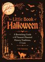"The Little Book of Halloween" steht über Bäumen und einem Vollmond, mit einem orangefarbenen Design aus Fledermäusen und Kürbissen.