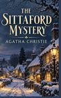 "The Sittaford Mystery" von Agatha Christie. Winterliche Szene mit schneebedeckten Cottages und Laternen im Abendlicht.