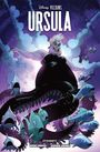 "Ursula" in großer Schrift, darunter eine Illustration von Ursula mit Tentakeln, umgeben von erschrockenen Fischen.