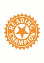 Text: "READING CHAMPION". Illustration eines orangefarbenen Siegels mit Stern in der Mitte.