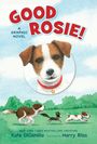 "GOOD ROSIE! A GRAPHIC NOVEL" und Autoren genannt. Ein Hundebild, drei Hunde spielen auf einer grünen Wiese.
