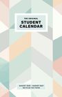 Text: "The Original Student Calendar", "August 2026 - August 2027", "Recycled Text Paper". Pastellfarbene geometrische Formen.