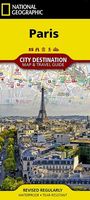 „Paris“, „City Destination Map & Travel Guide“. Im Hintergrund der Eiffelturm, umgeben von Pariser Gebäuden.