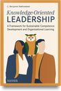 "Knowledge-Oriented Leadership" in Blau, darunter "Sustainable Competence Development". Illustration von zwei Personen und einer Eule.