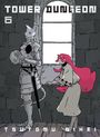 "Tower Dungeon 6, Tsutomu Nihei." Eine Person mit roten Haaren und Figur in Rüstung stehen vor einem hohen Fenster.