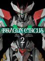 "DRAGON CIRCUS 2" von Eiichi Shimizu und Tomohiro Shimoguchi. Illustration eines stilisierten Roboters in Rot und Grün.