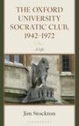 Text: "The Oxford University Socratic Club, 1942–1972: A Life" von Jim Stockton. Architektur mit steinerner Eule.