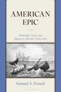 "AMERICAN EPIC" oben, darunter Text über Melvilles "Moby-Dick". Illustration eines Wals und Bootes mit Seeleuten im Ozean.