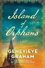 „Island of Orphans“, Genevieve Graham. Spitze eines Kirchturms vor einem farbenfrohen Himmel, goldene Verzierungen.