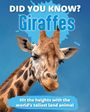 Text: "Did you know? Giraffes. Hit the heights with the world’s tallest land animal." Ein Giraffenkopf vor blauem Hintergrund.