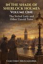 „In The Shade of Sherlock Holmes, Volume One: The Veiled Lady and Other Untold Tales“ von Giacomo Mezzabarba. Zwei Männer am Flussufer mit Big Ben im Hintergrund. Illustration.