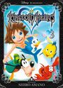 "Kingdom Hearts 3, adaptiert von Shiro Amano." Comicfiguren tauchen fröhlich im Wasser, darunter ein Junge und bekannte Charaktere.