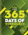 A Puzzle a Day: 365 Days of Wordsearch. Spiralbindung, geometrische grüne Muster, lebendige gelbe Highlights.