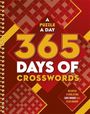 „A PUZZLE A DAY: 365 DAYS OF CROSSWORDS“. Rote und gelbe geometrische Designs, spiralgebunden.