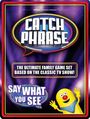 „CATCH PHRASE“, „THE ULTIMATE FAMILY GAME SET...“, „SAY WHAT YOU SEE“. Ein animierter, gelber, lachender Charakter.