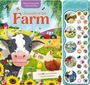 „Sounds of the Farm“, untere Texte: „With 30 sounds including 5 special soundscapes“. Illustration mit Bauernhoftieren.